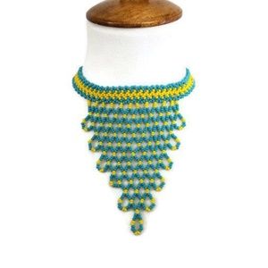 Traditional African beaded necklace, v-shapped